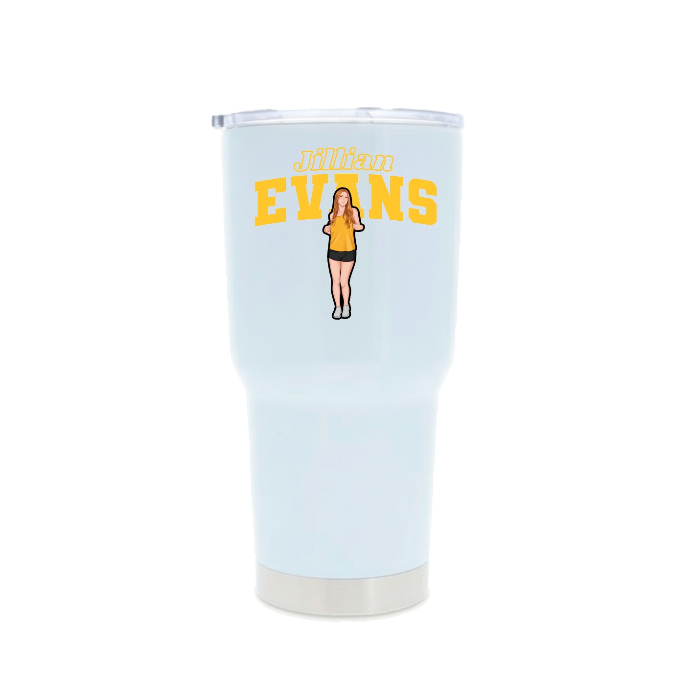 30oz Stainless Steel Tumbler — Name Arch in White