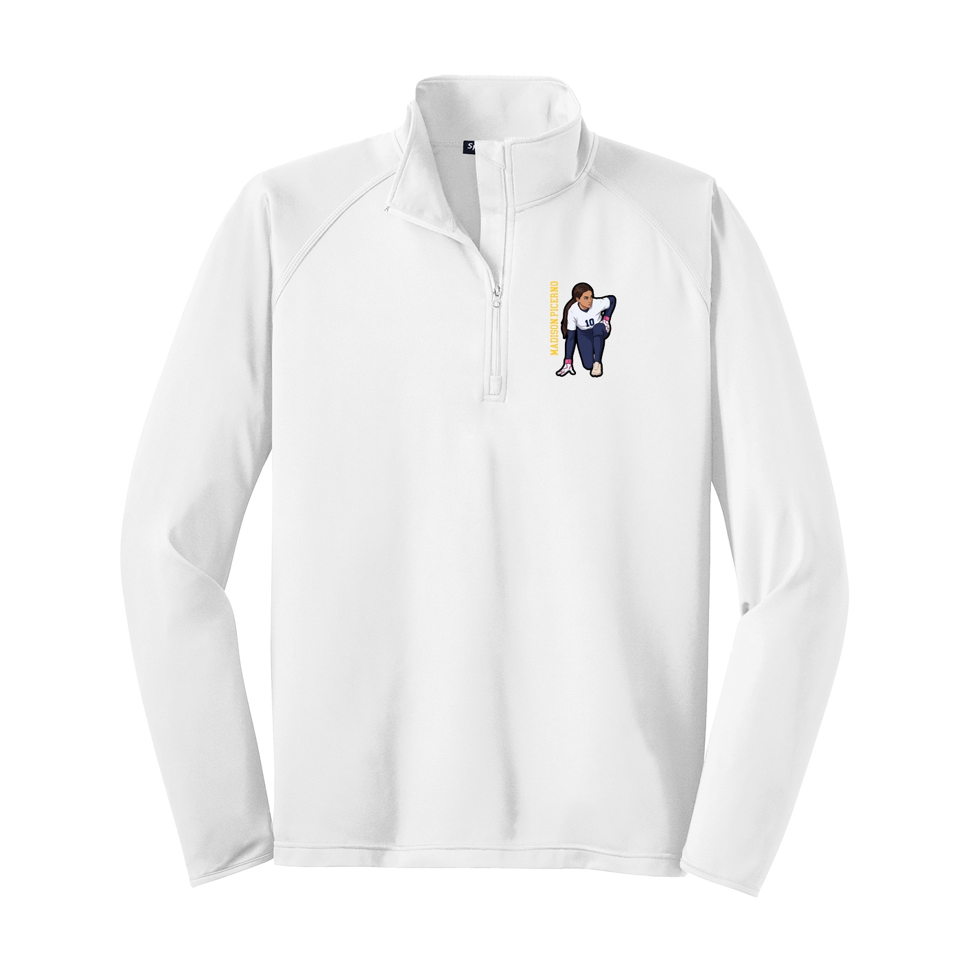Q-Zip Pullover — Name Vertical in White