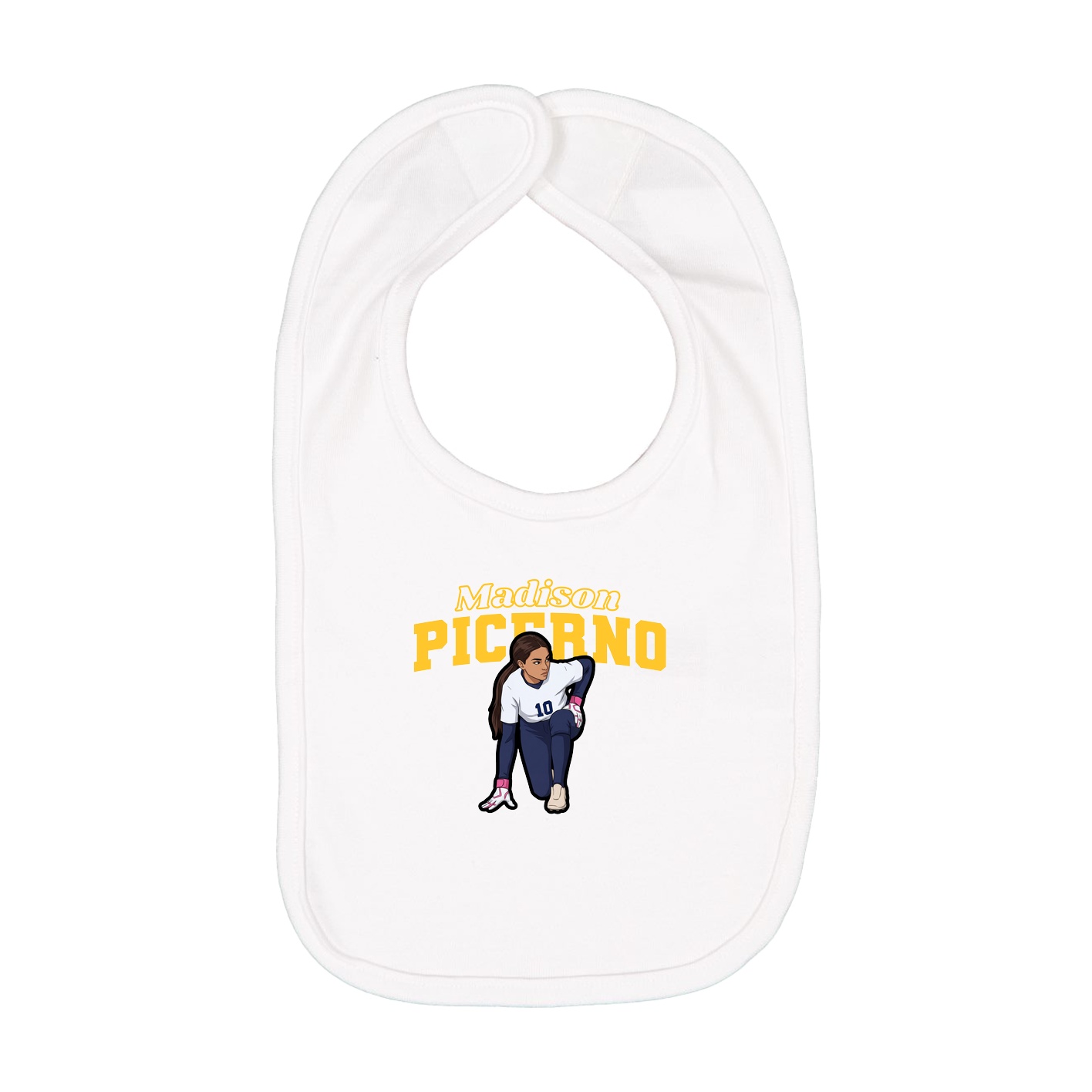 Infant Bib — Name Arch in White