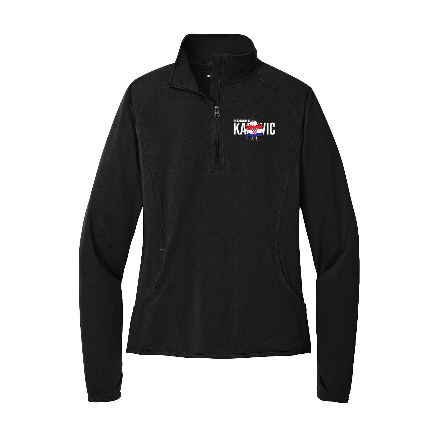 Women's Q-Zip Pullover — Player Name in Black