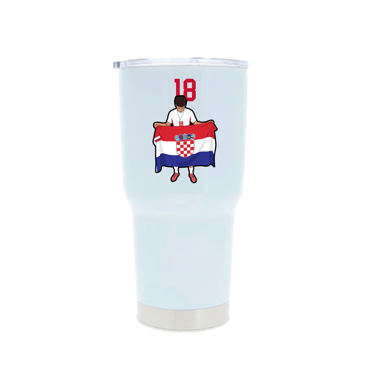30oz Stainless Steel Tumbler — Number Top in White