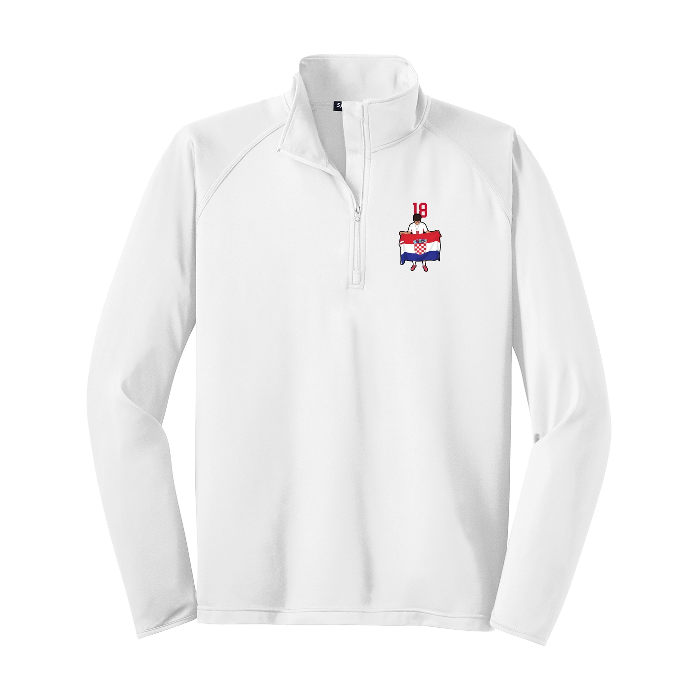 Q-Zip Pullover — Number Top in White