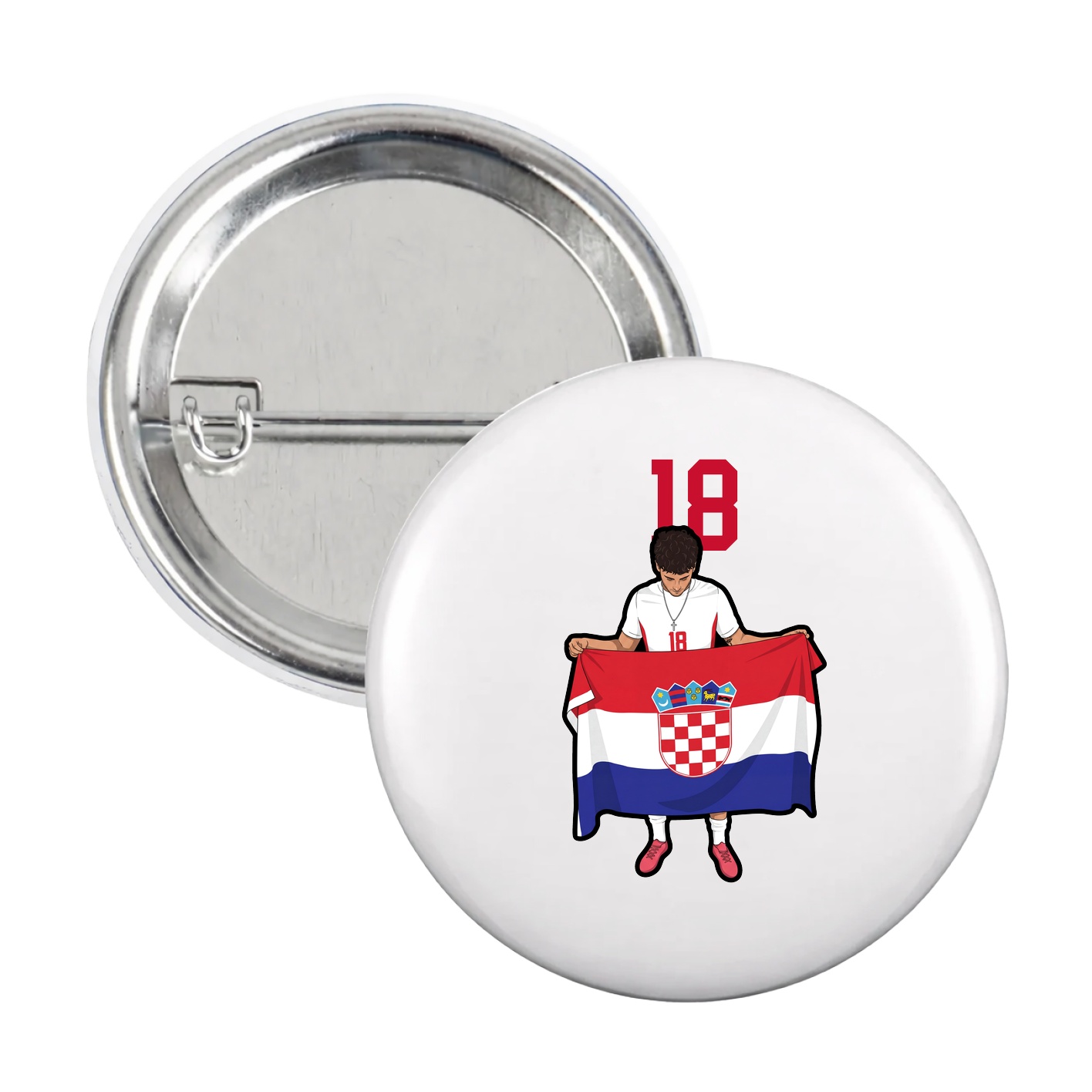 Game Day Button — Number Top in White