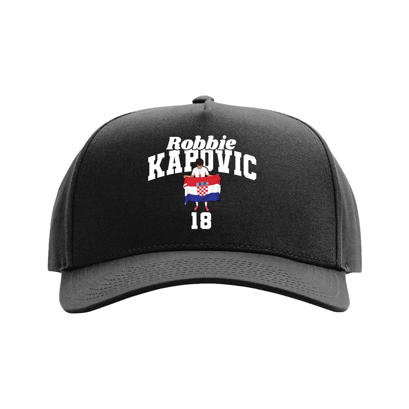Full Fabric Five-Panel Champ Cap — Signature Arch in Black