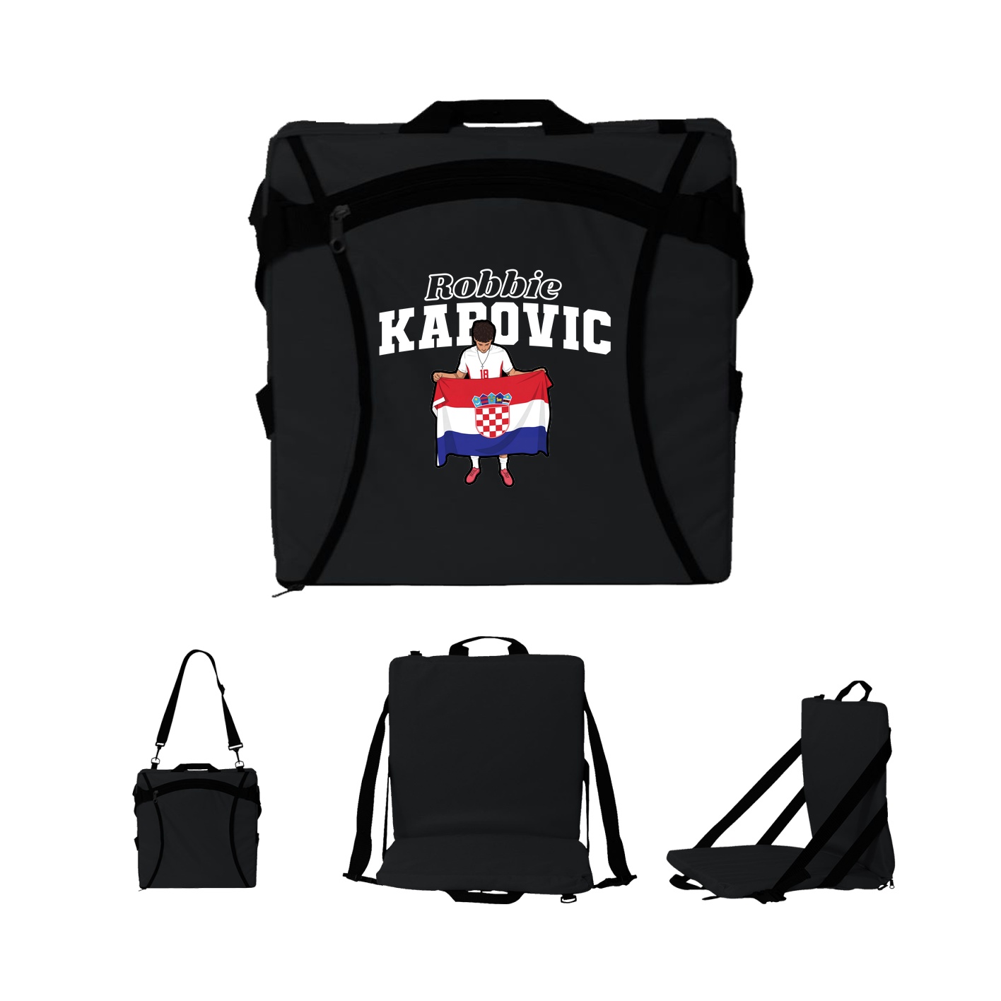 Folding Stadium Seat — Name Arch in Black