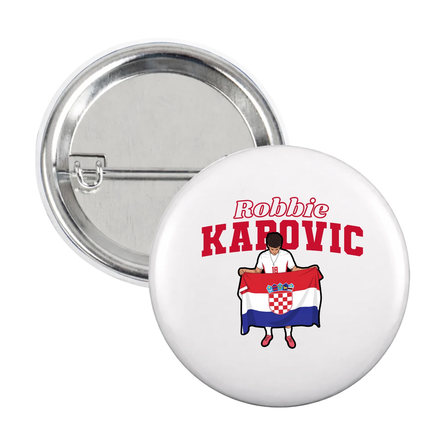 Game Day Button — Name Arch in White