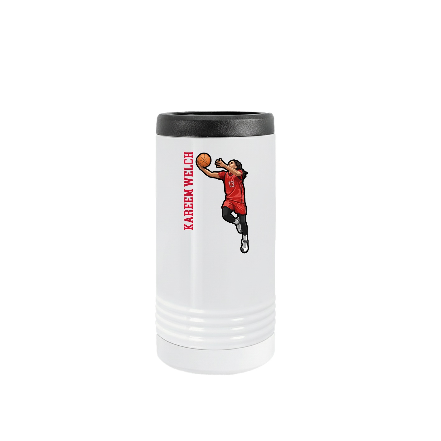 Slim Beverage Holder — Name Vertical in White