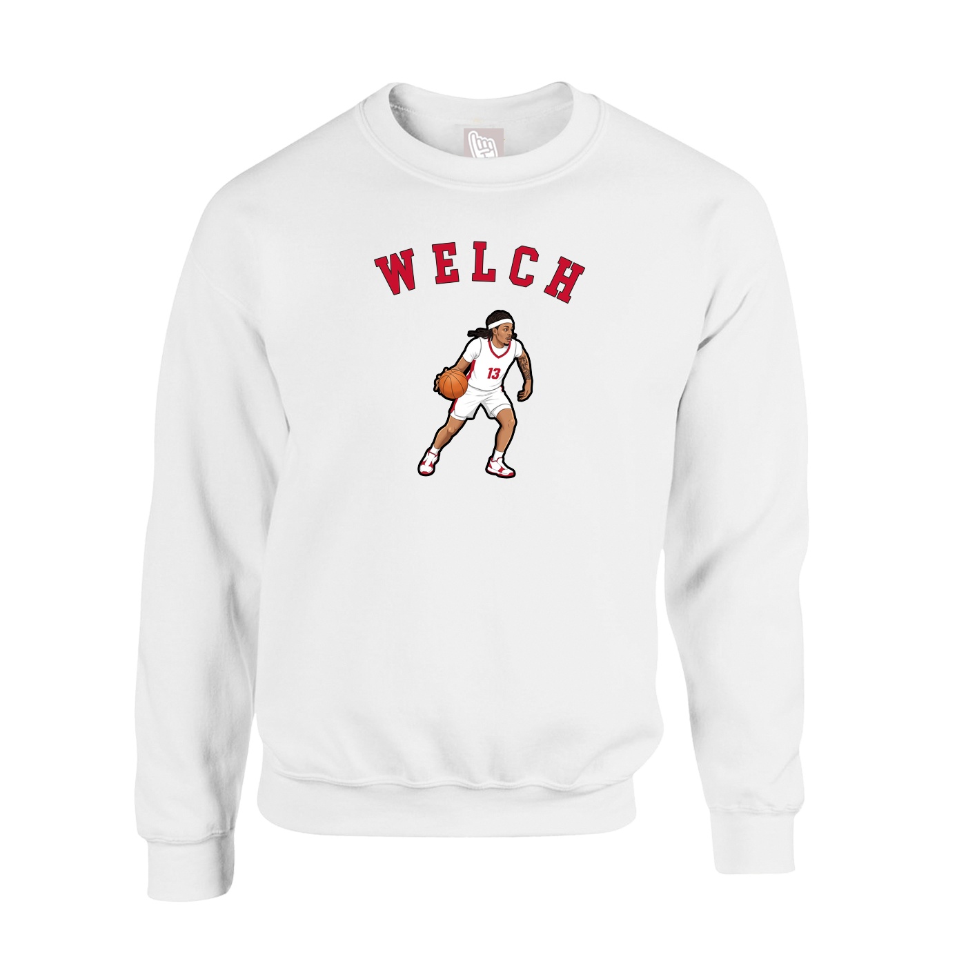 Fleece Crew — Shirsey Arch in White
