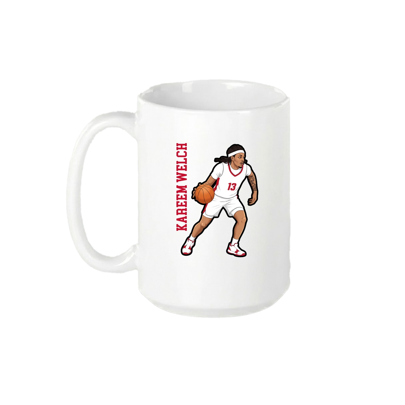 15oz Coffee Mug — Name Vertical in White