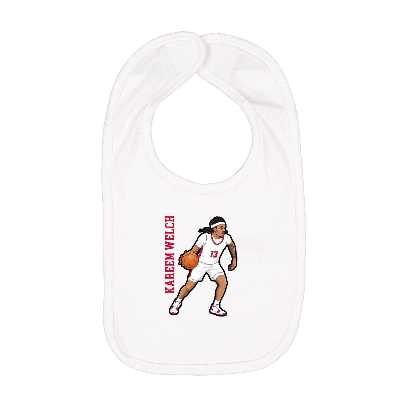 Infant Bib — Name Vertical in White