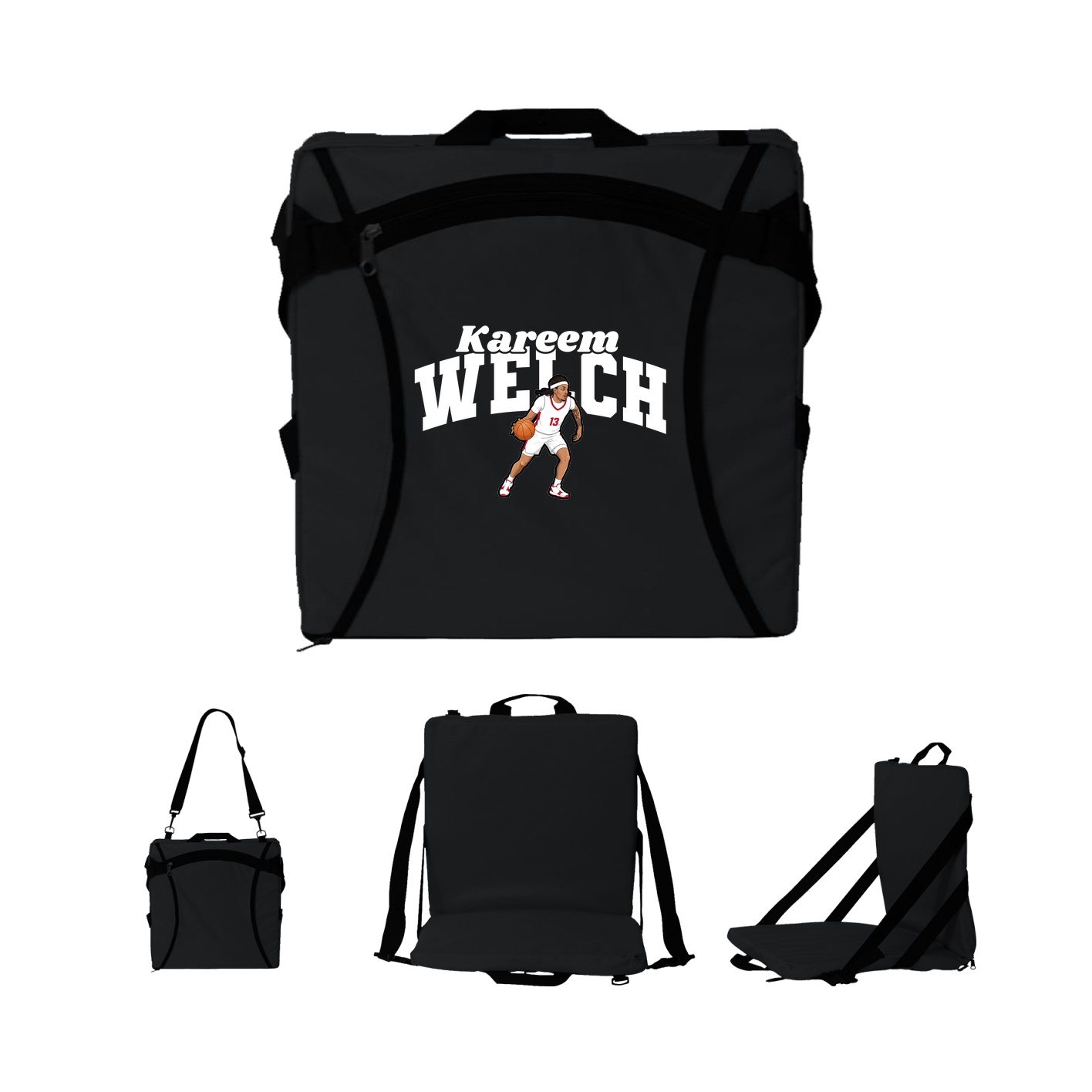 Folding Stadium Seat — Signature Arch in Black