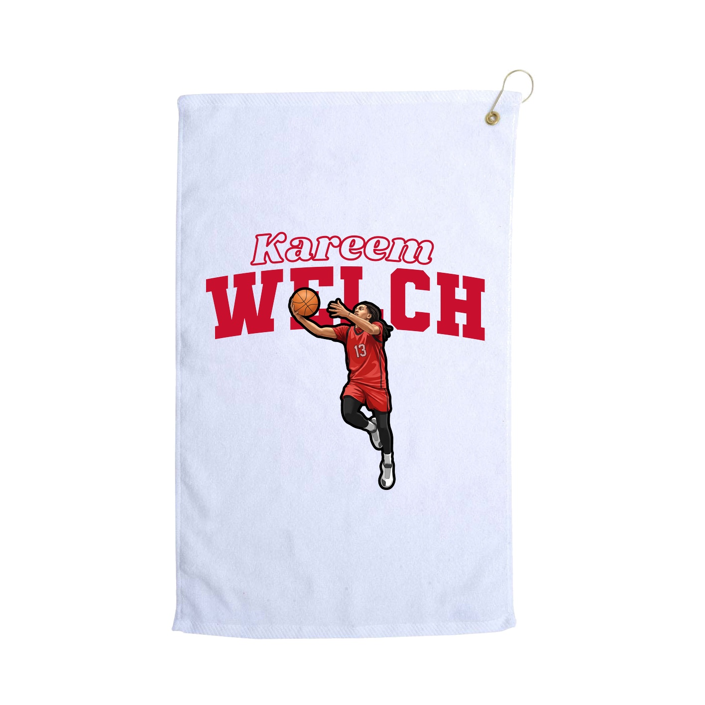 Golf Towel — Name Arch in White
