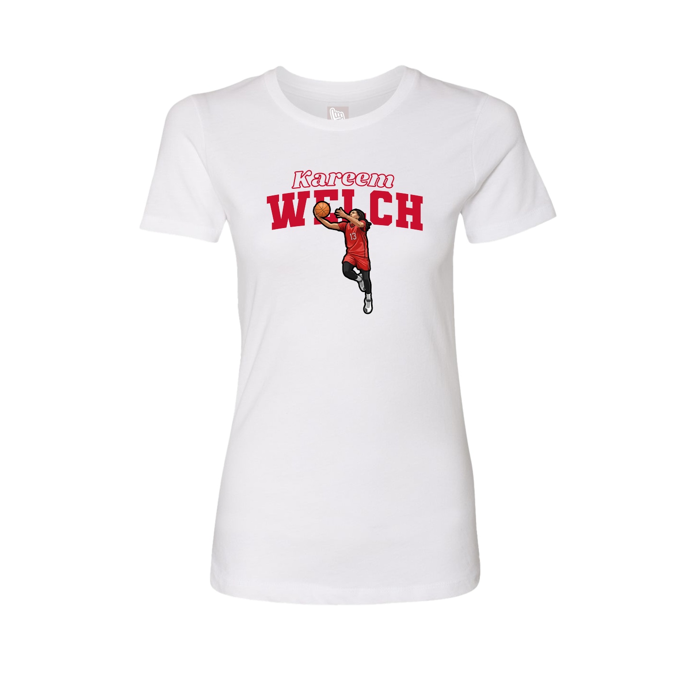 Fitted Women's Tee — Name Arch in White
