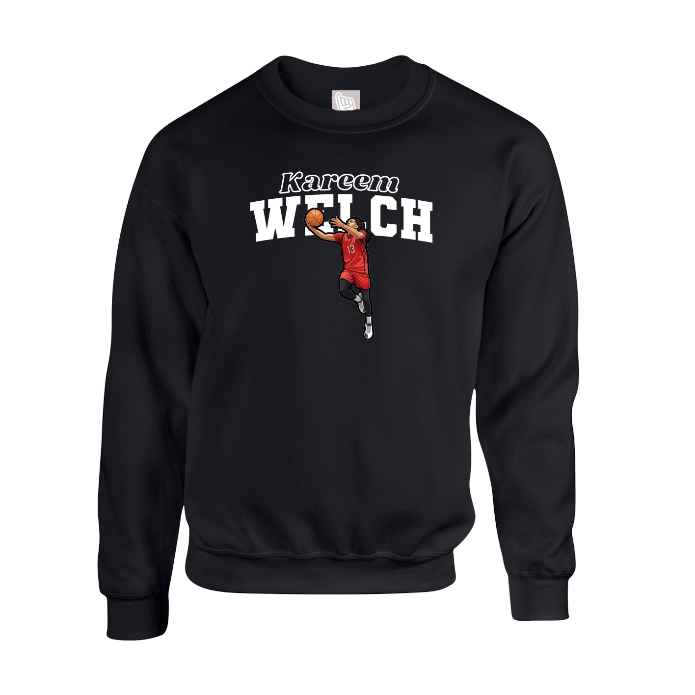 Fleece Crew — Name Arch in Black