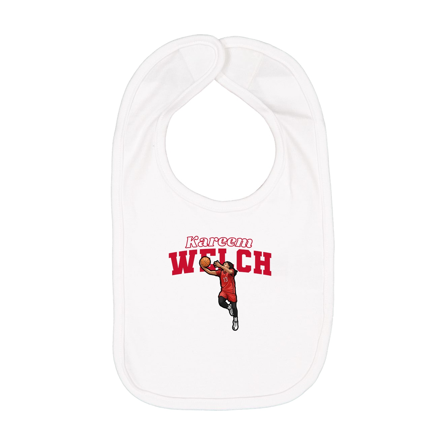 Infant Bib — Name Arch in White