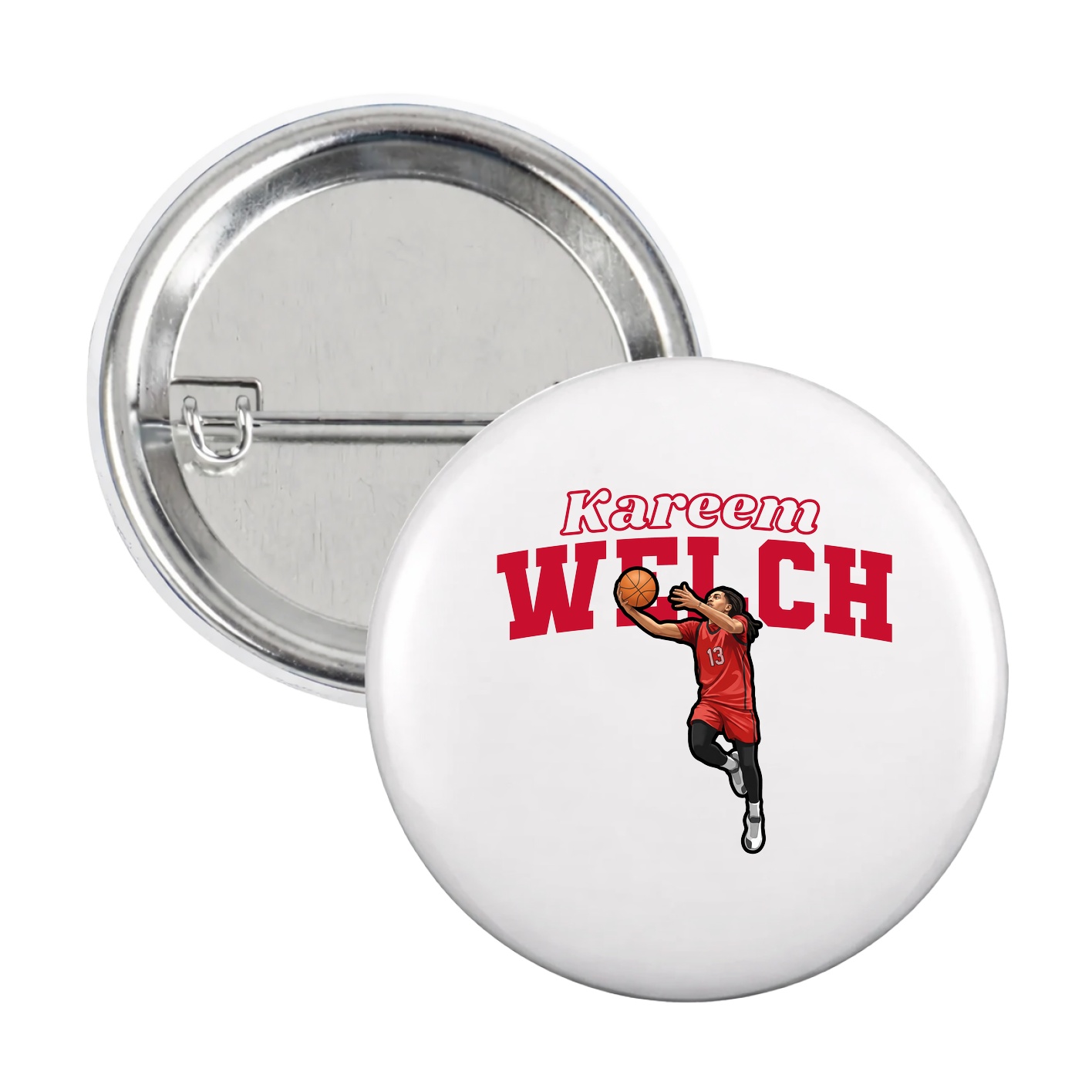 Game Day Button — Name Arch in White