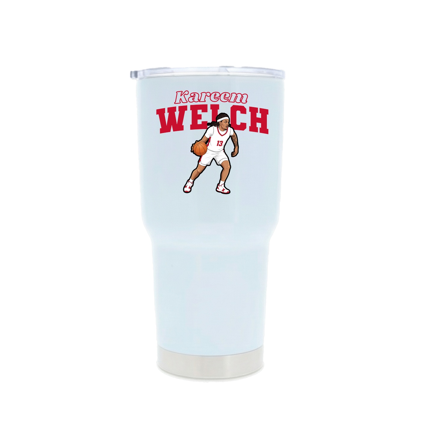 30oz Stainless Steel Tumbler — Name Arch in White