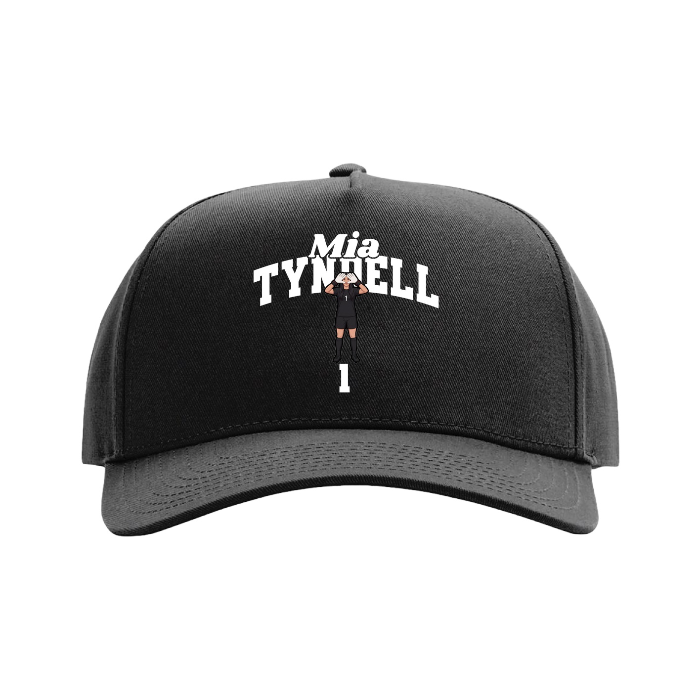 Full Fabric Five-Panel Champ Cap — Signature Arch in Black