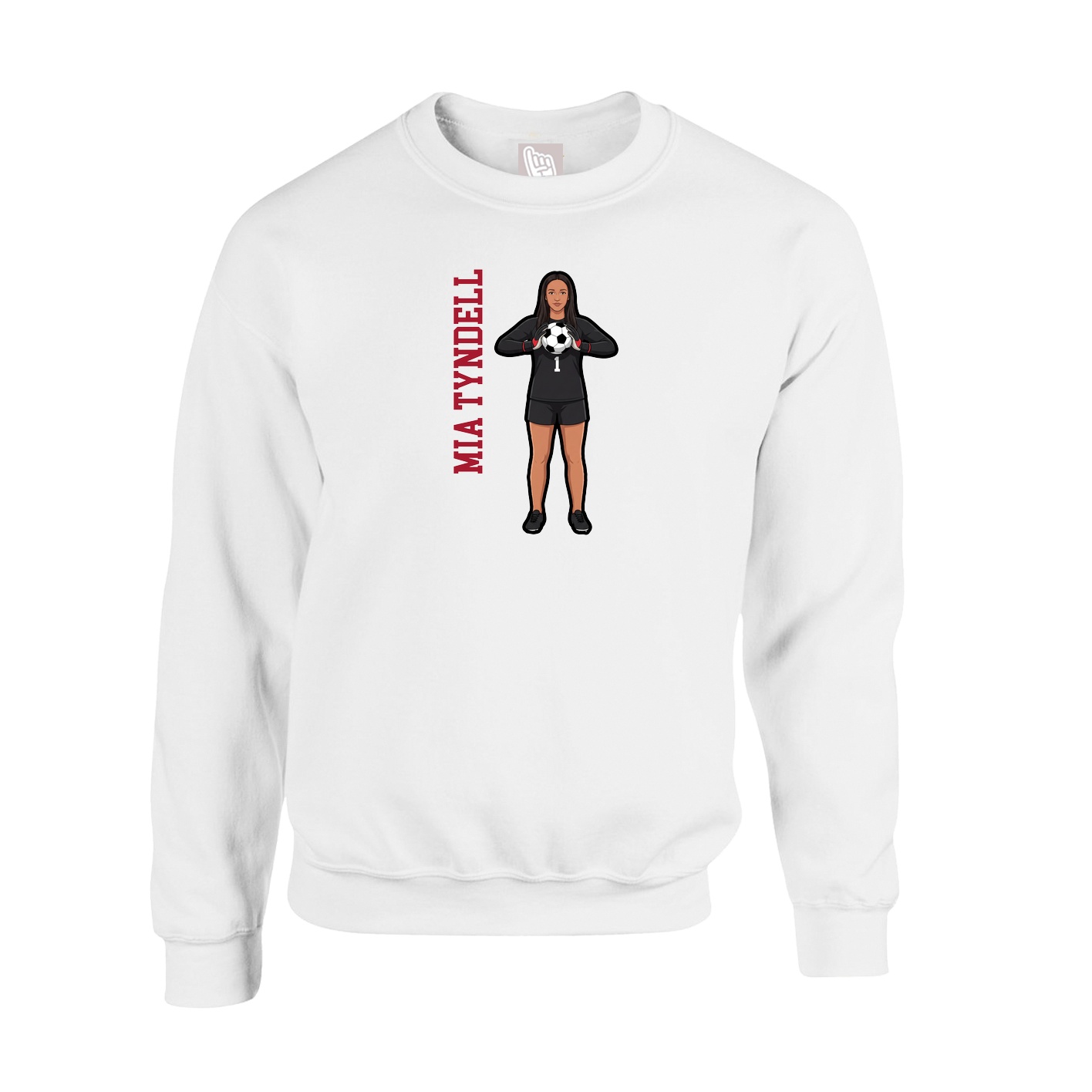 Fleece Crew — Name Vertical in White