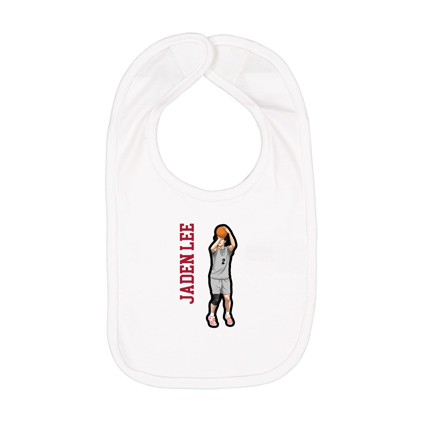 Infant Bib — Name Vertical in White