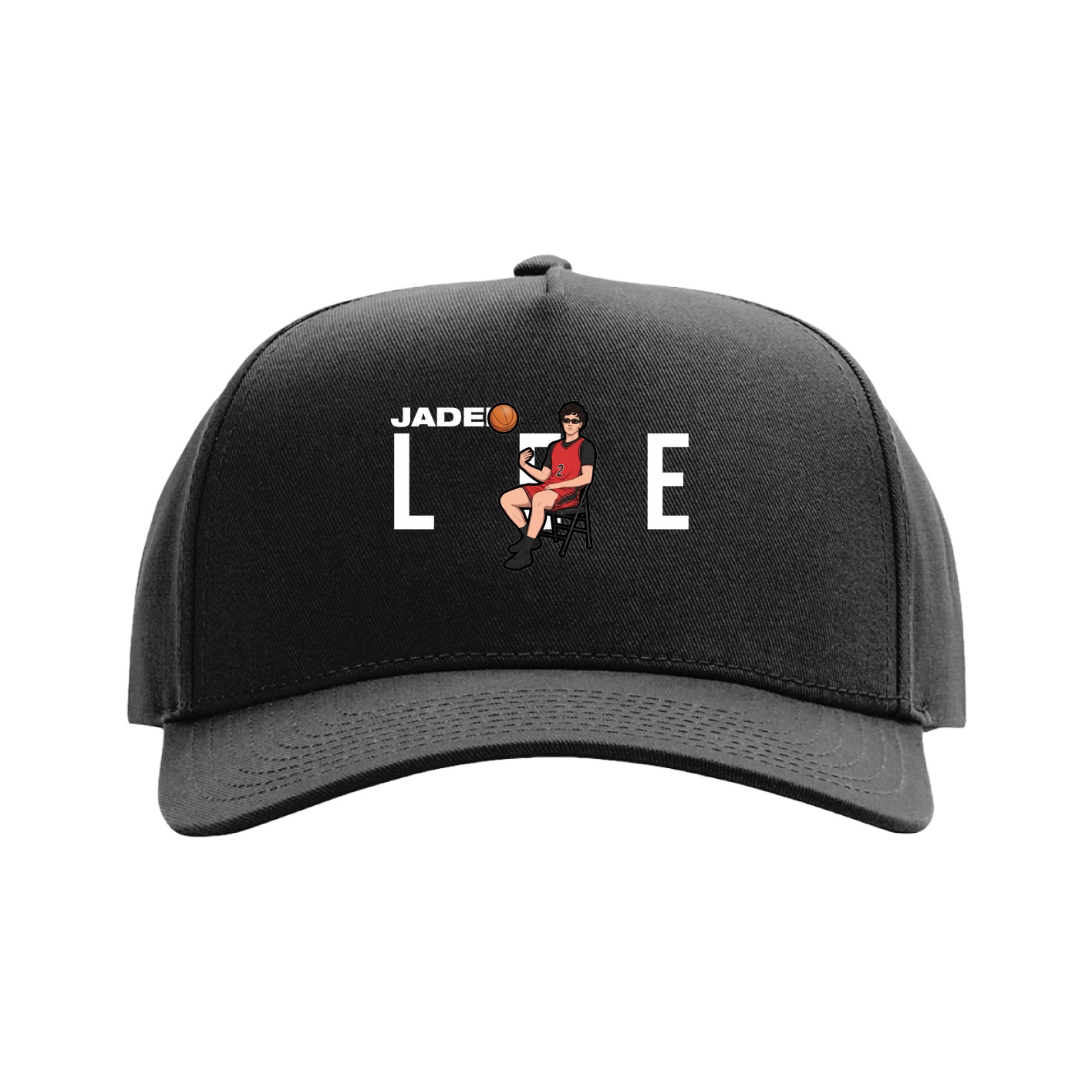Full Fabric Five-Panel Champ Cap — Player Name in Black
