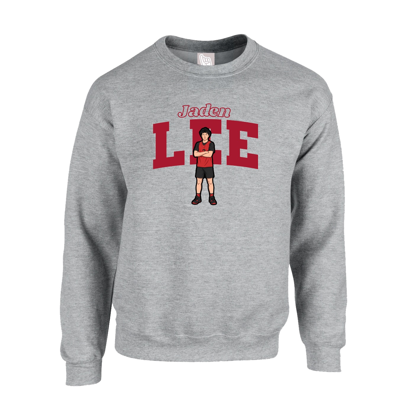 Fleece Crew — Name Arch in Grey