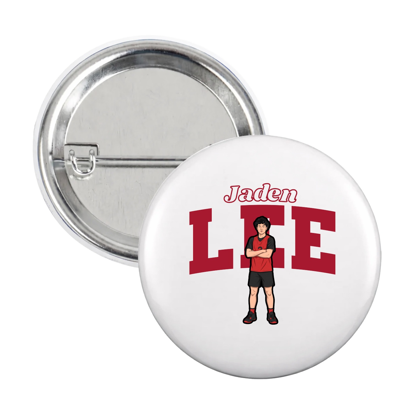 Game Day Button — Name Arch in White