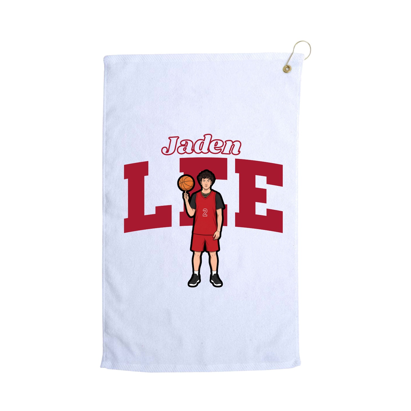 Golf Towel — Name Arch in White