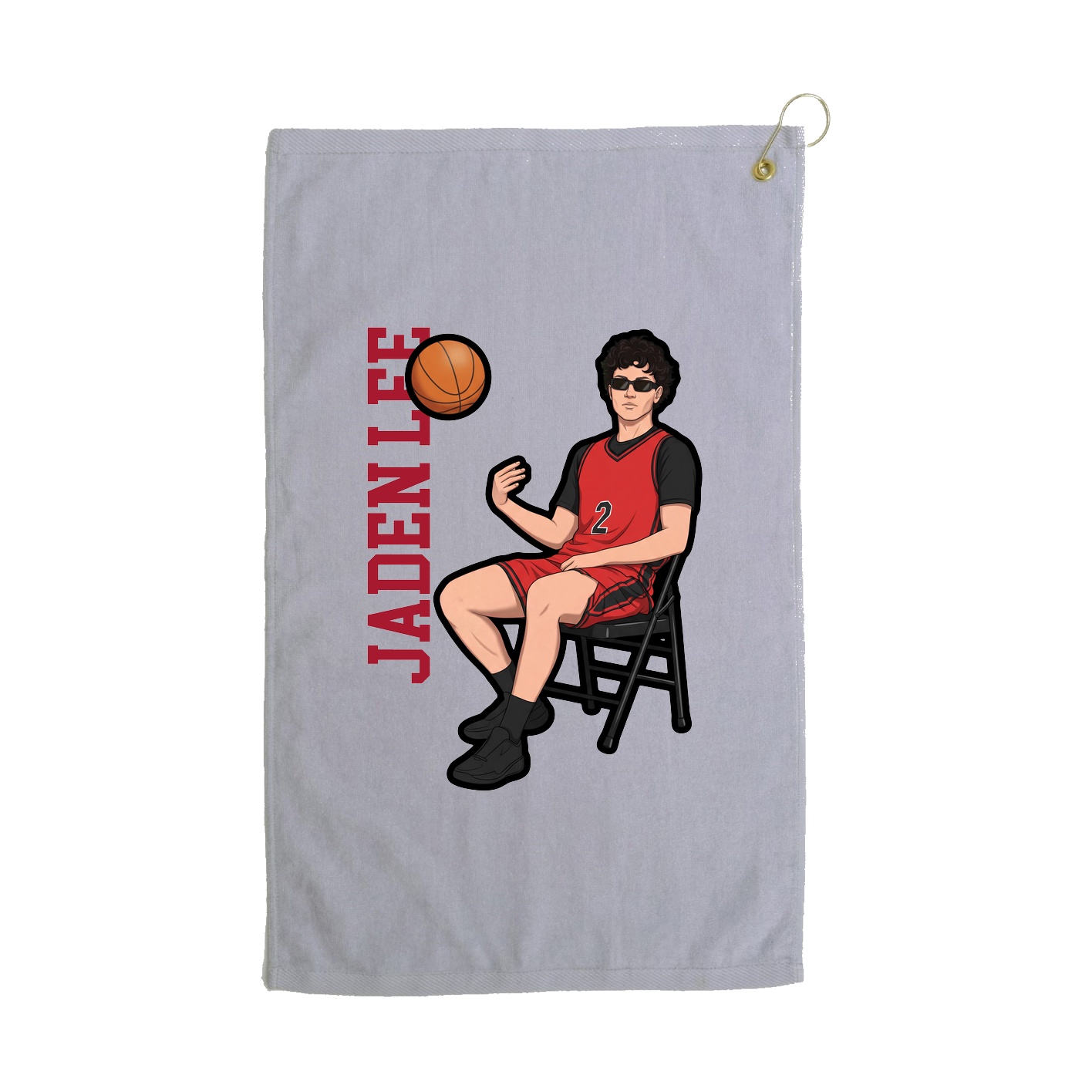 Golf Towel — Name Vertical in Grey