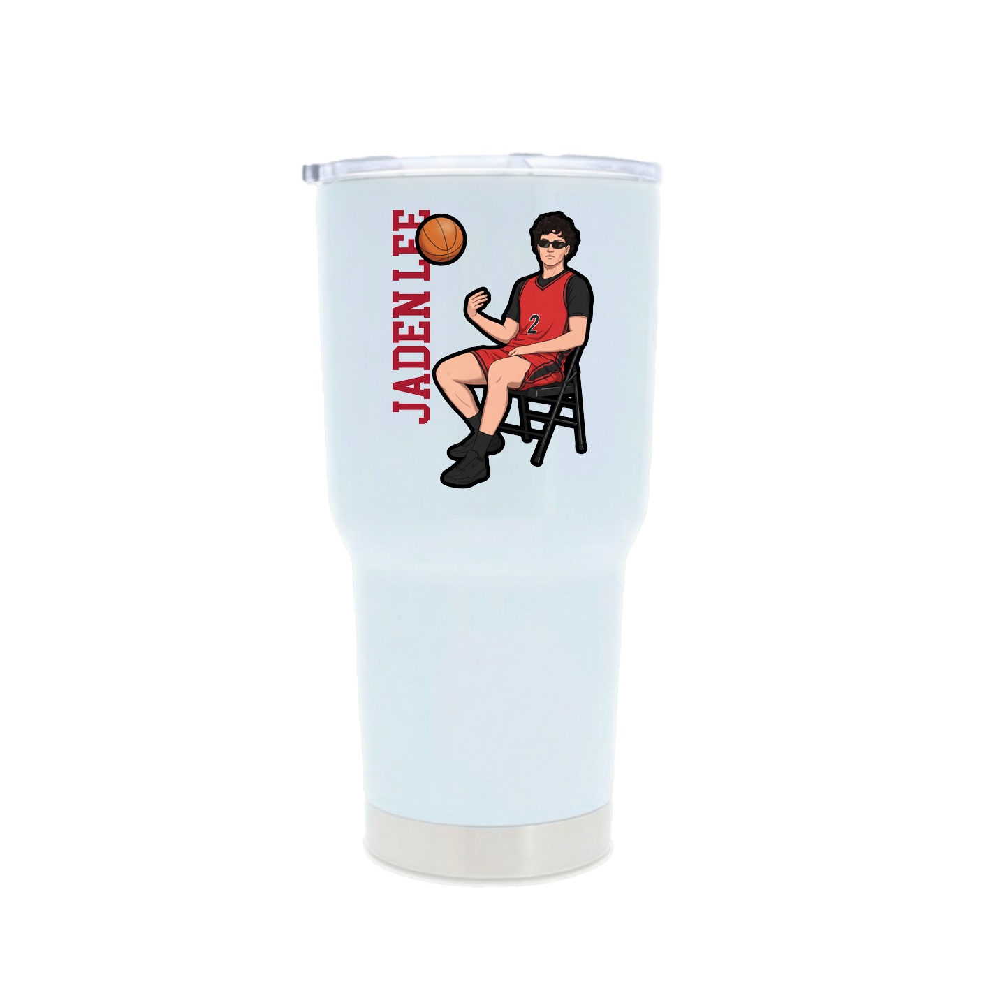 30oz Stainless Steel Tumbler — Name Vertical in White