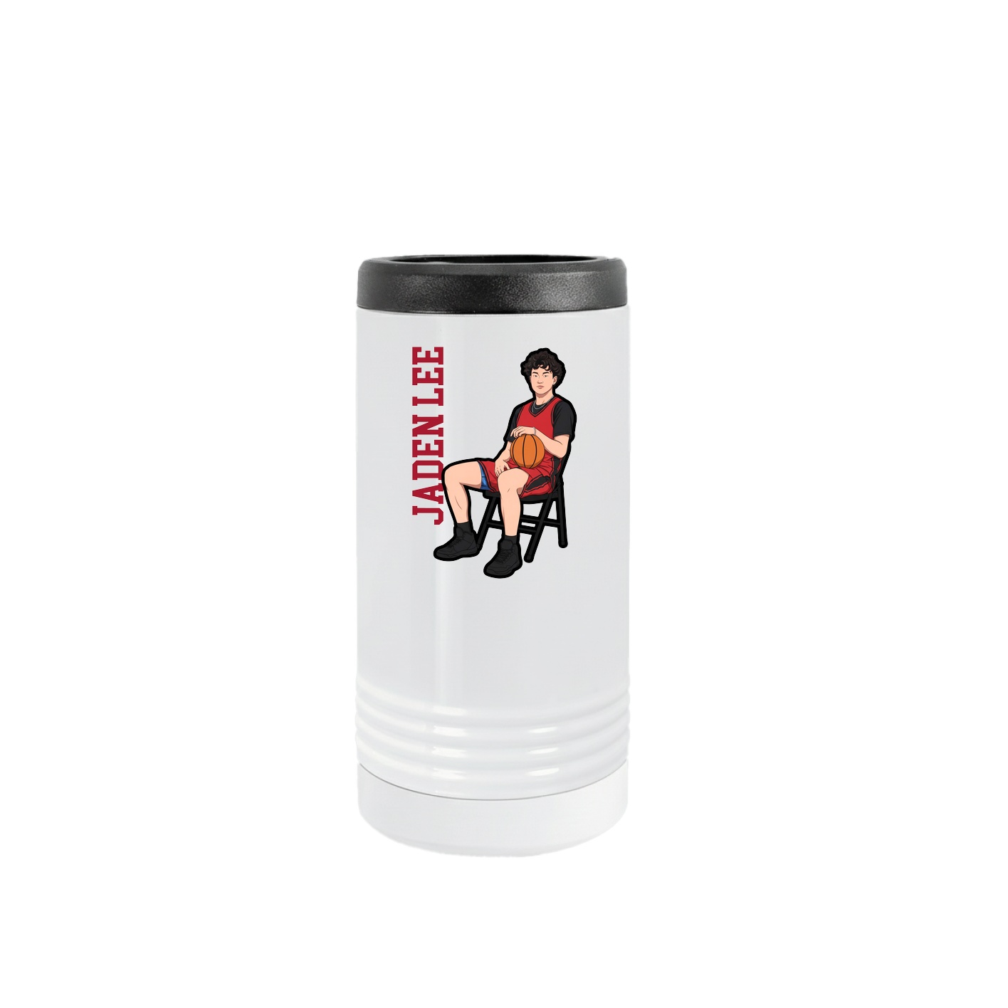 Slim Beverage Holder — Name Vertical in White
