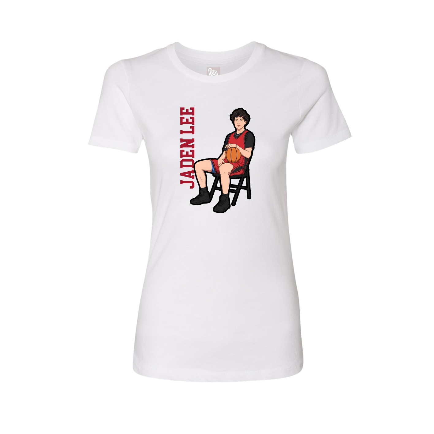 Fitted Women's Tee — Name Vertical in White