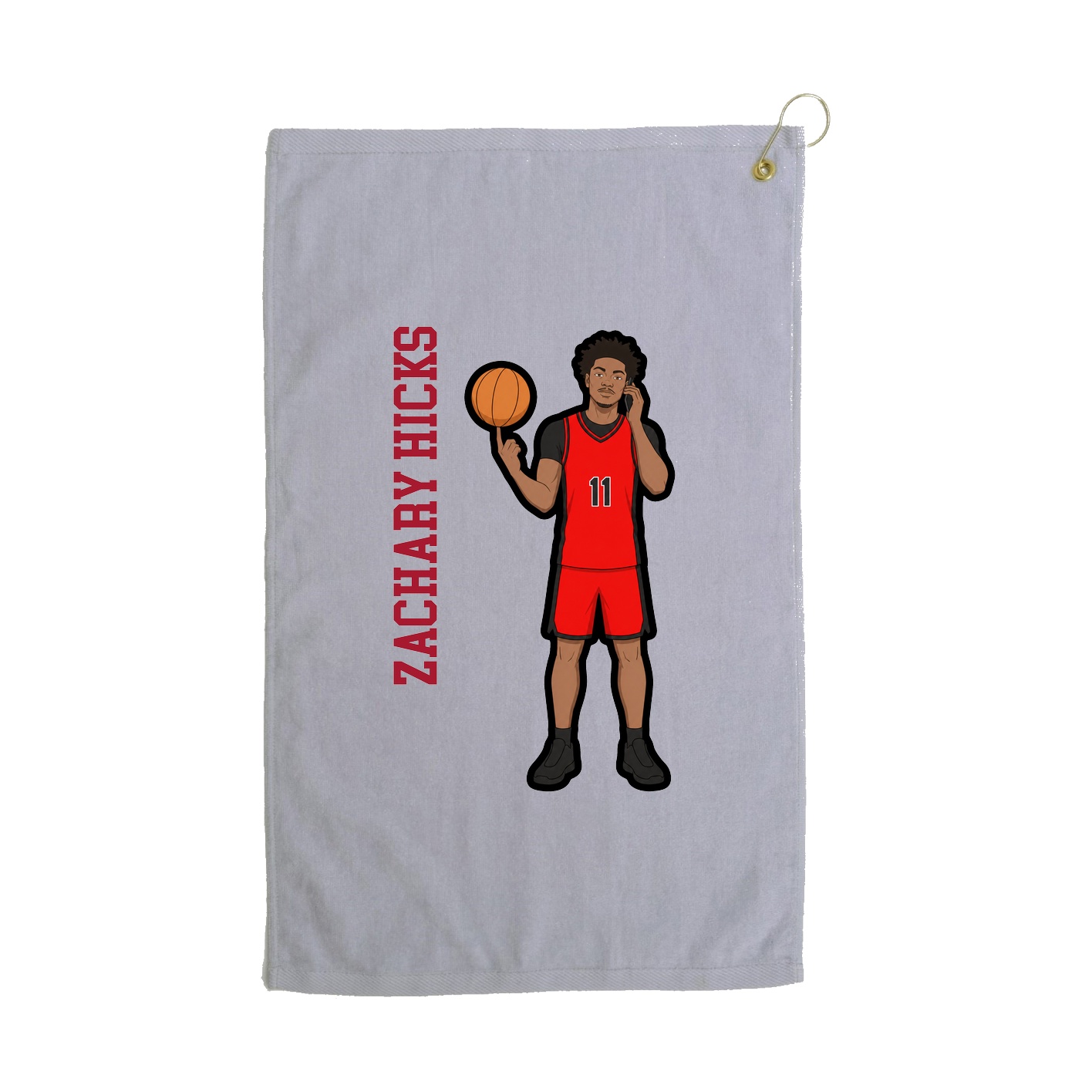 Golf Towel — Name Vertical in Grey