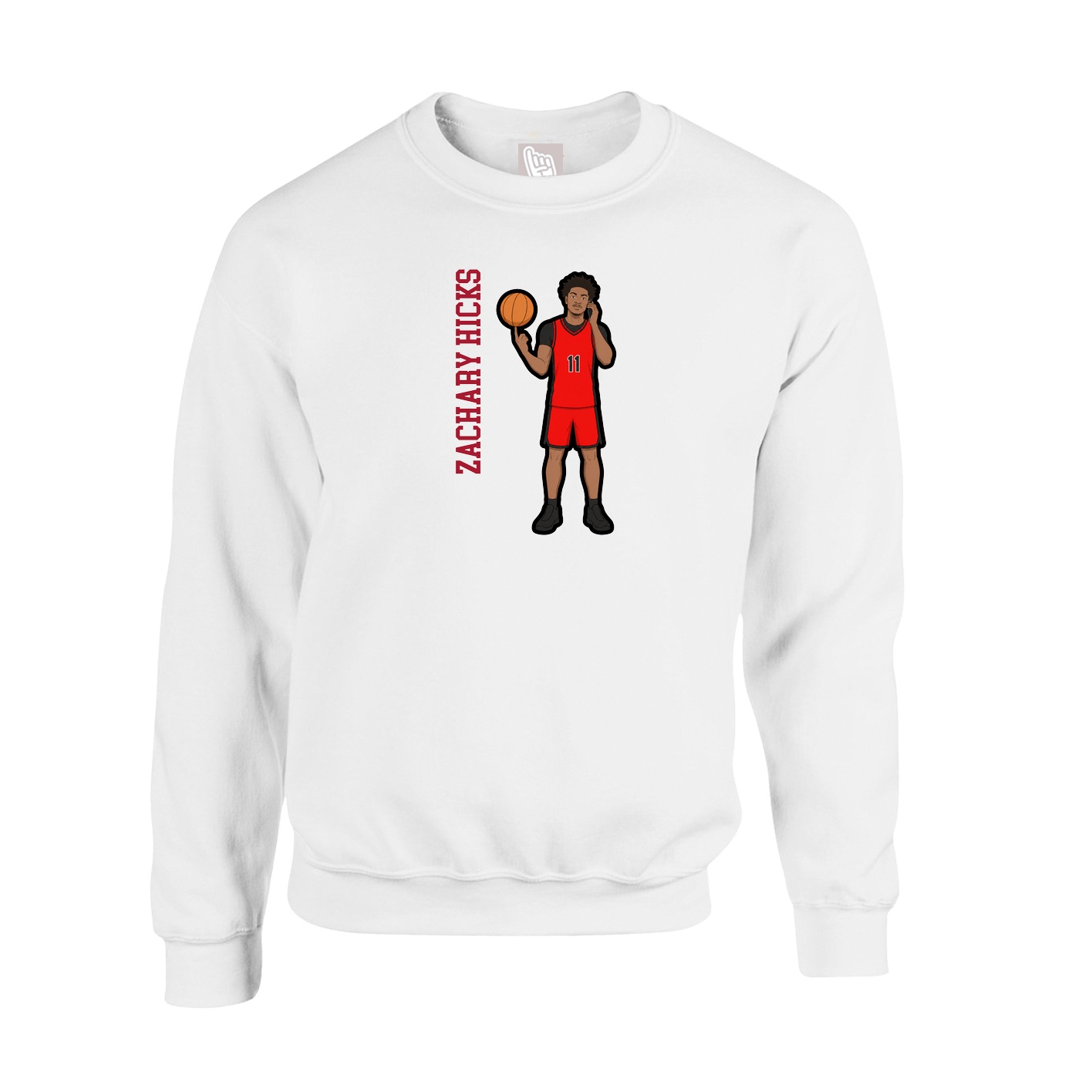 Fleece Crew — Name Vertical in White