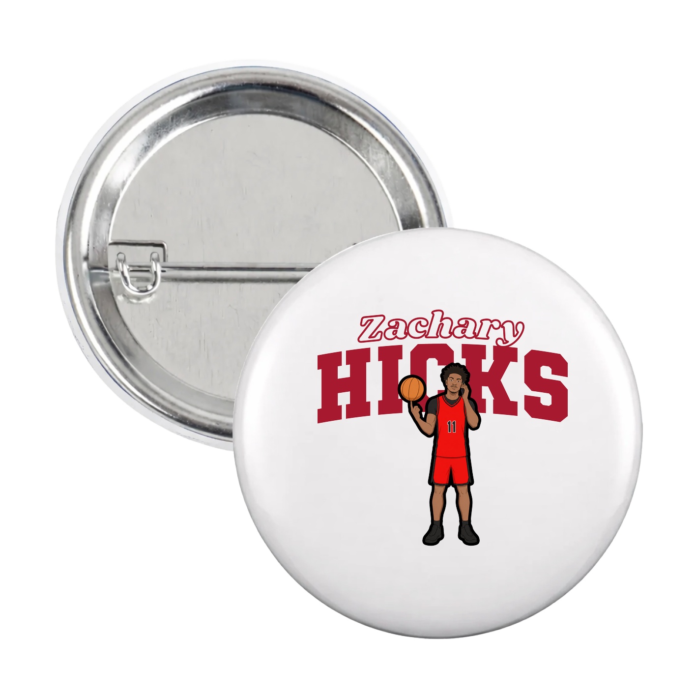 Game Day Button — Name Arch in White