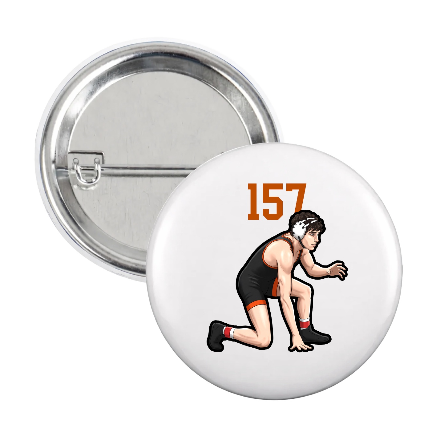 Game Day Button — Number Top in White