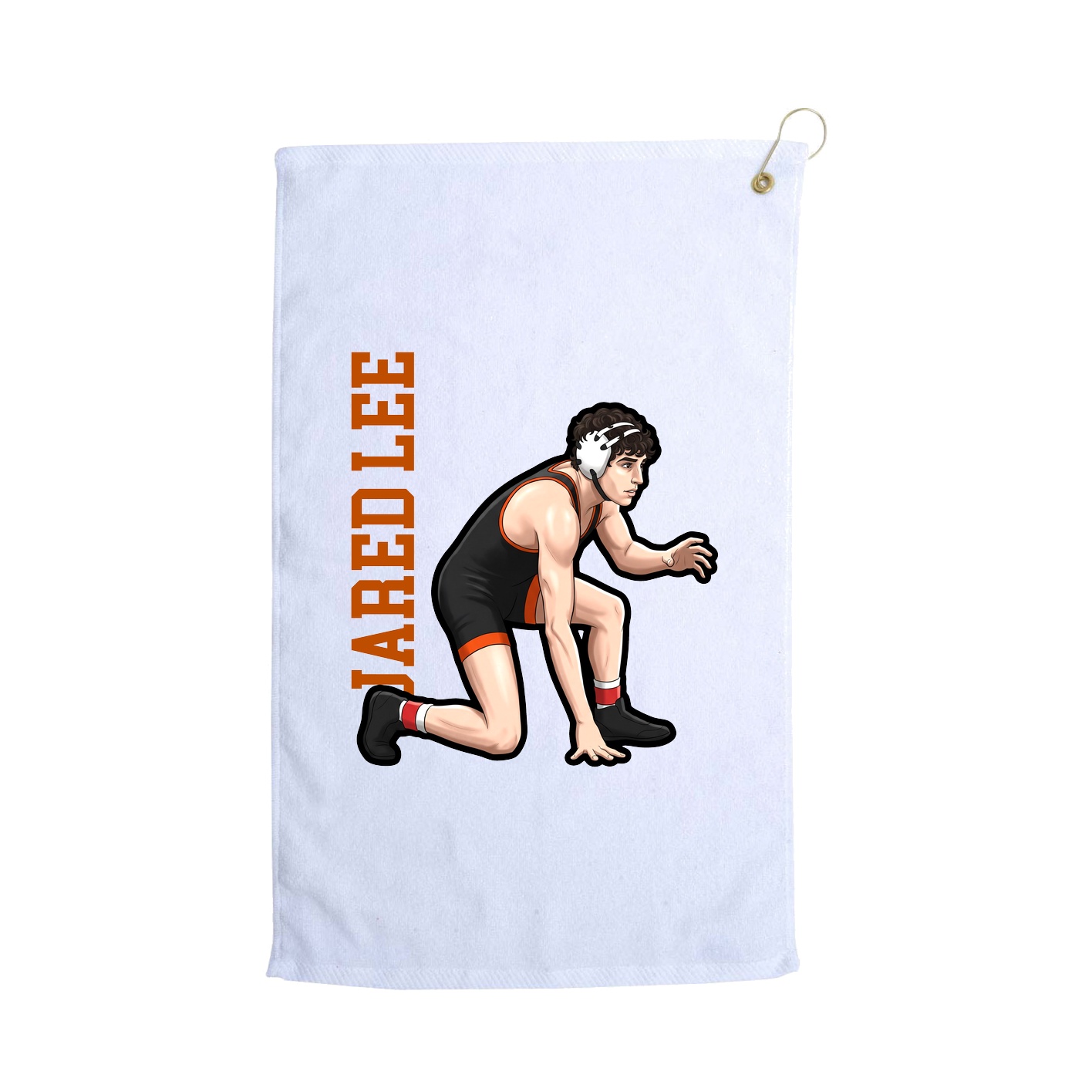Golf Towel — Name Vertical in White