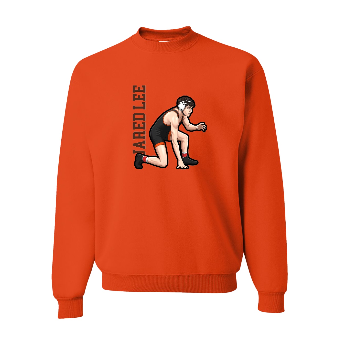 Fleece Crew — Name Vertical in Orange