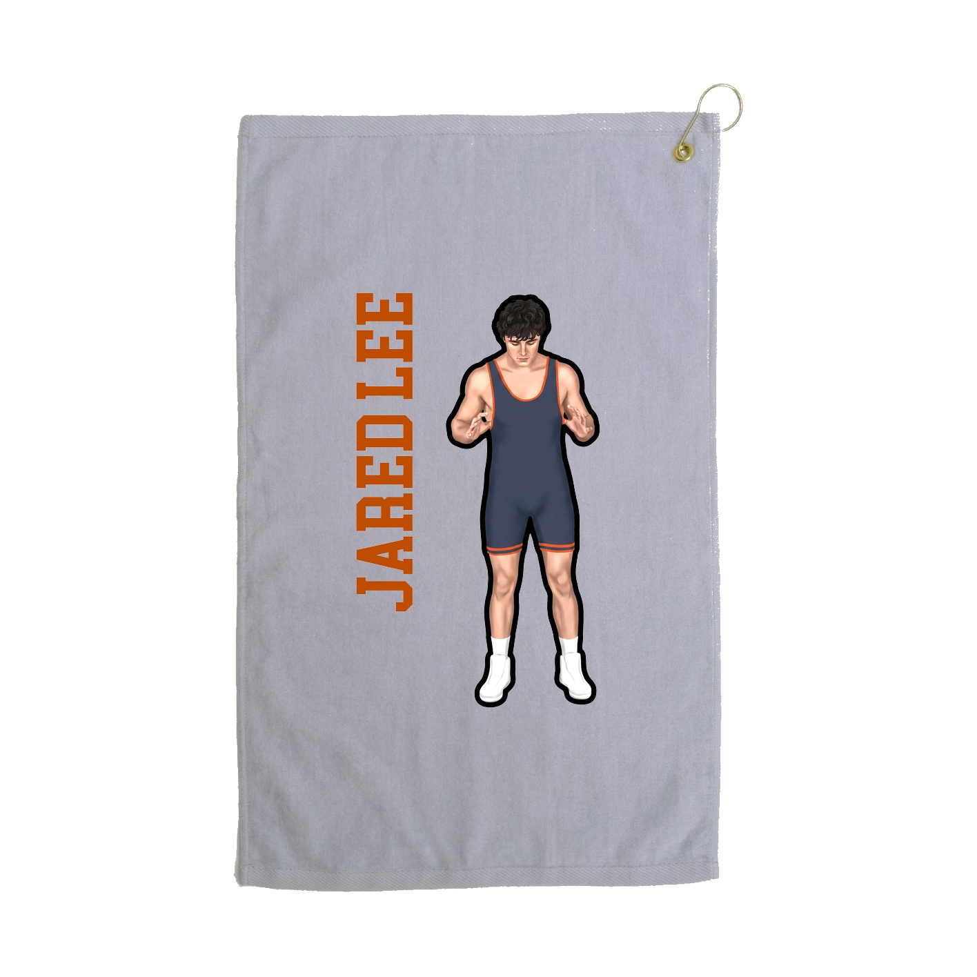 Golf Towel — Name Vertical in Grey