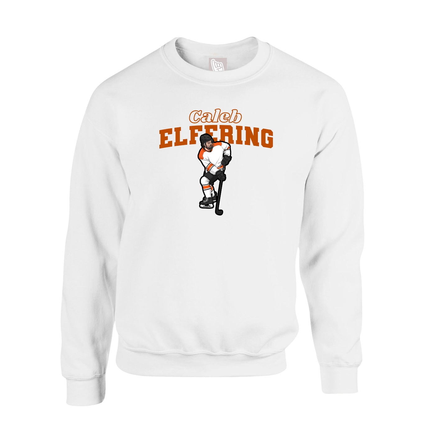 Fleece Crew — Name Arch in White
