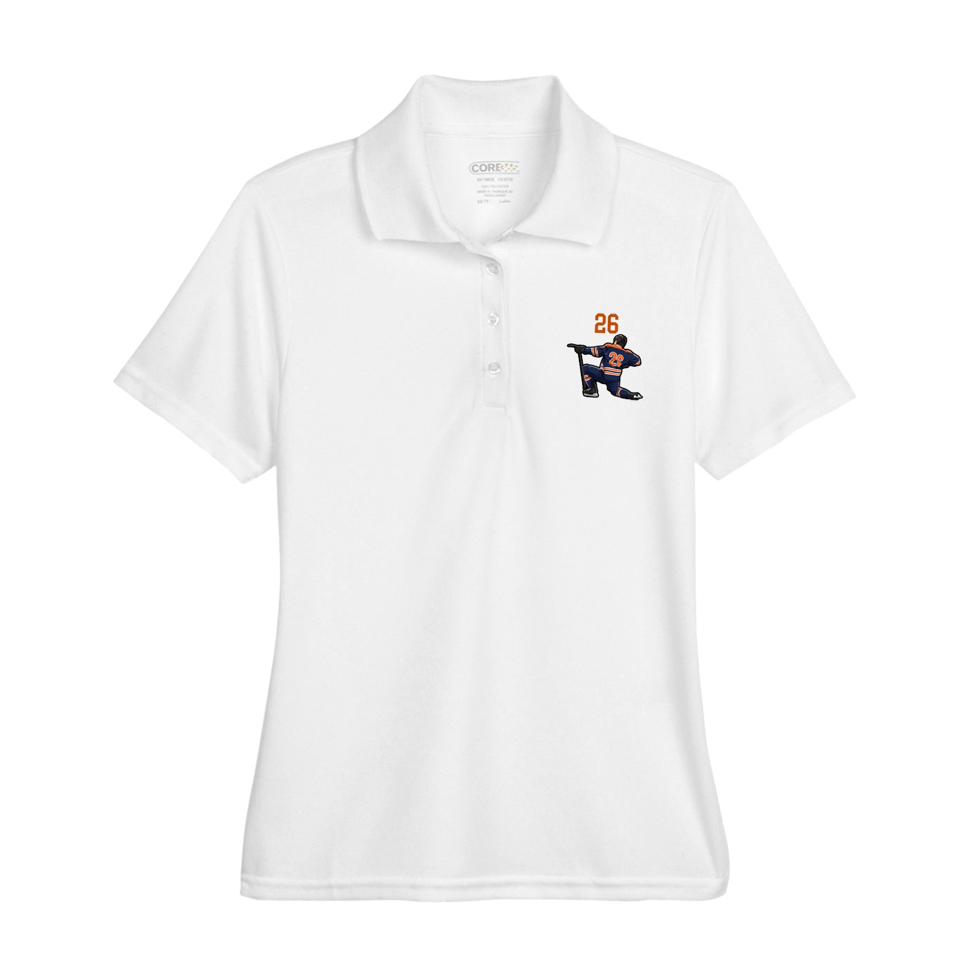 Womens Performance Polo — Number Top in White