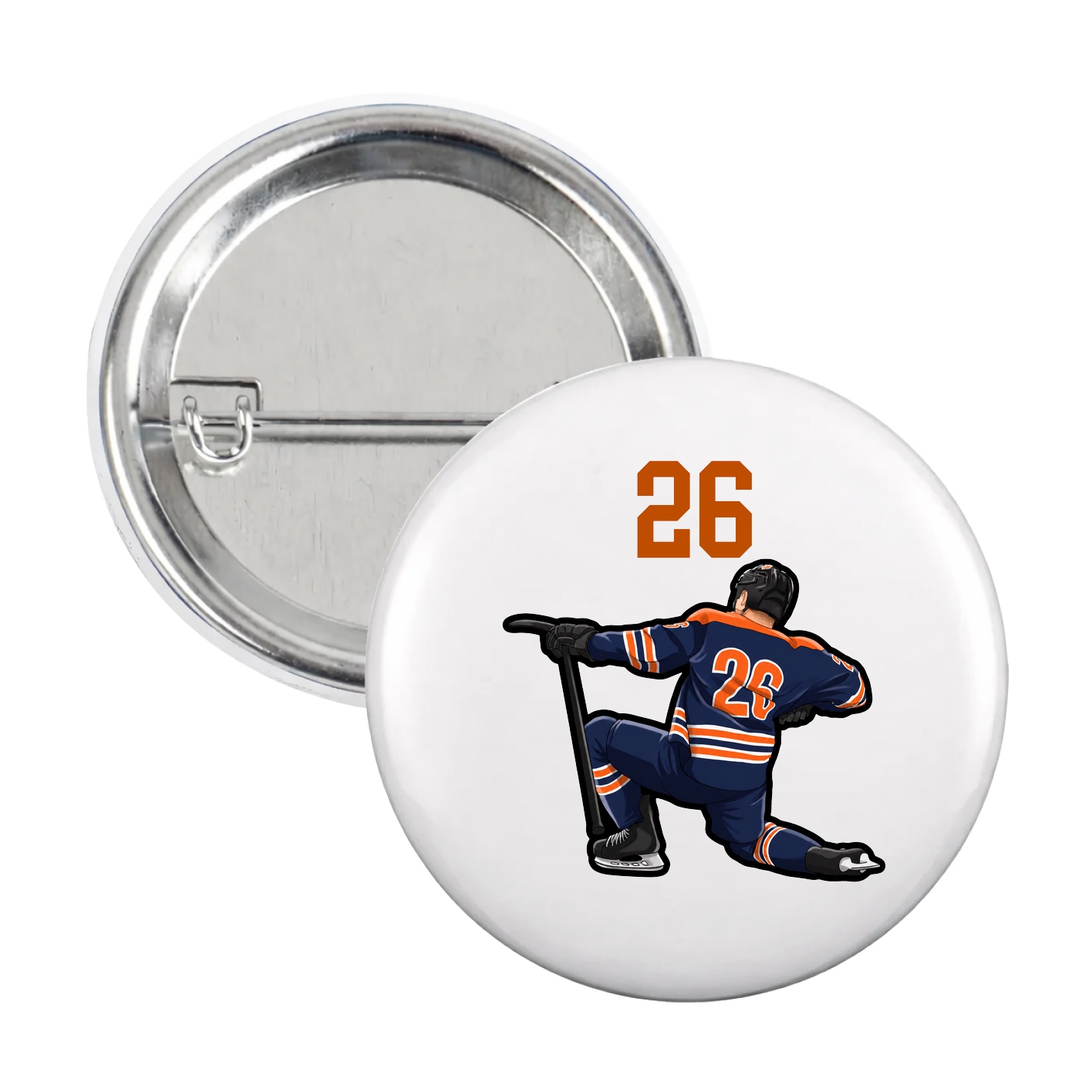 Game Day Button — Number Top in White