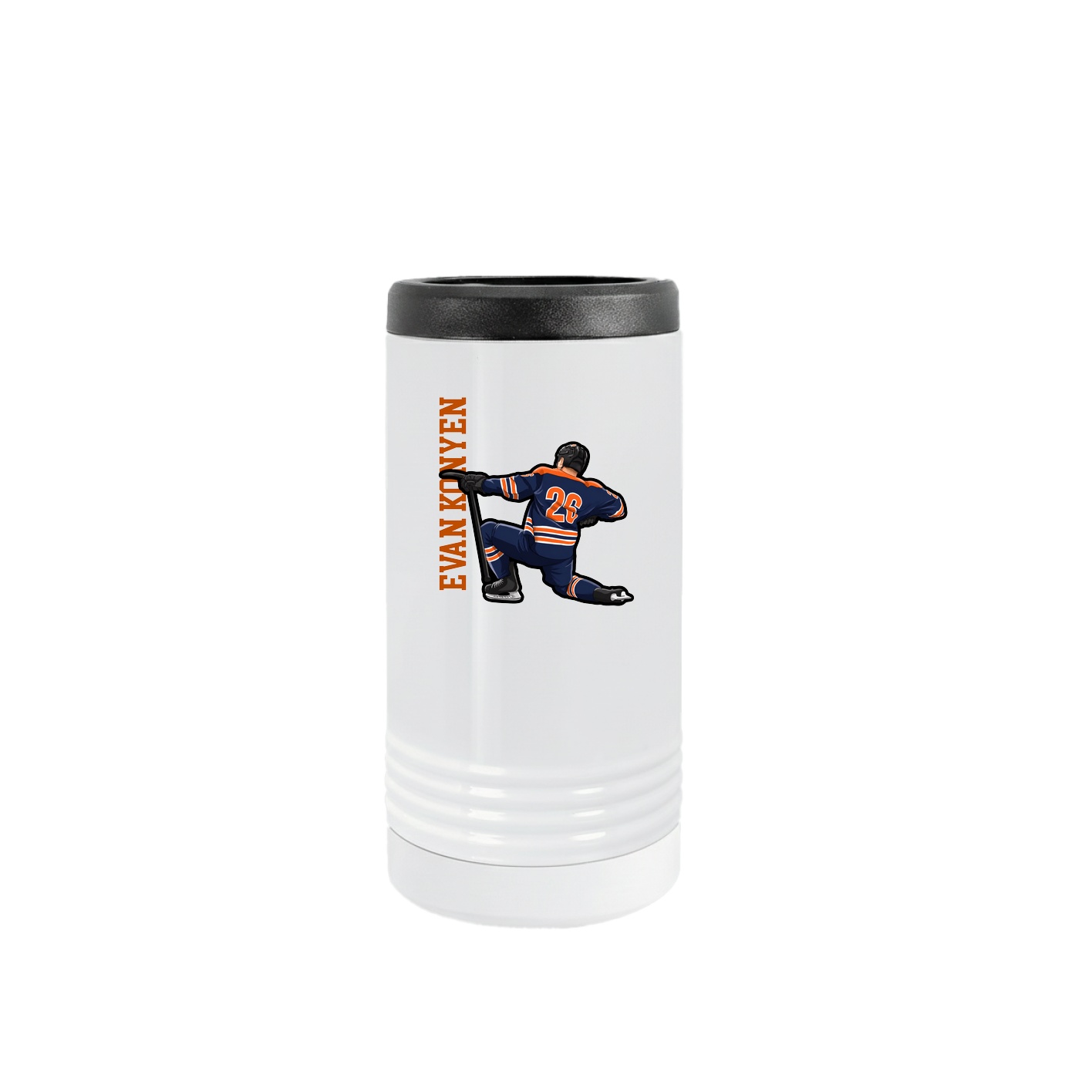 Slim Beverage Holder — Name Vertical in White