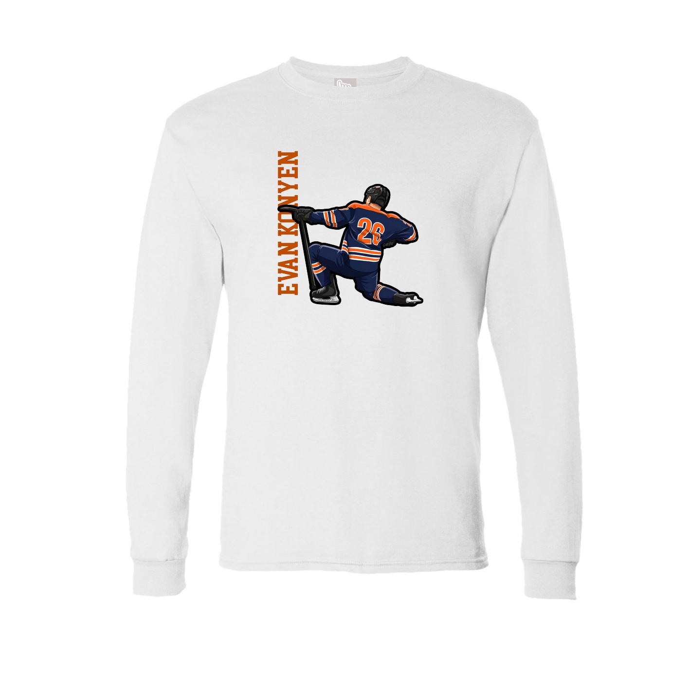 Long Sleeve Tee — Name Vertical in White