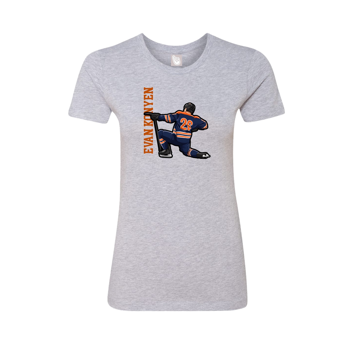 Fitted Women's Tee — Name Vertical in Grey