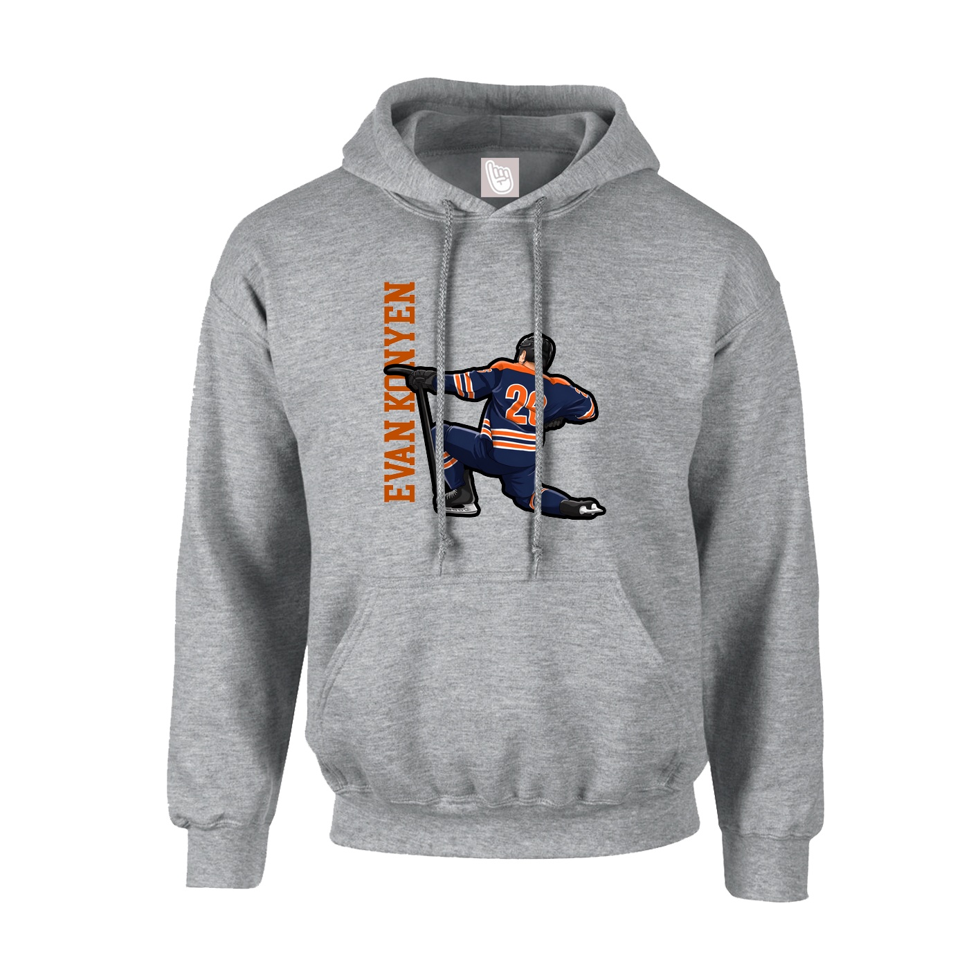 Youth Hoodie — Name Vertical in Grey