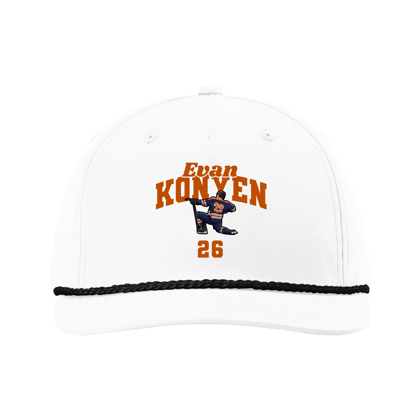 Five-Panel Classic Rope Cap — Signature Arch in White