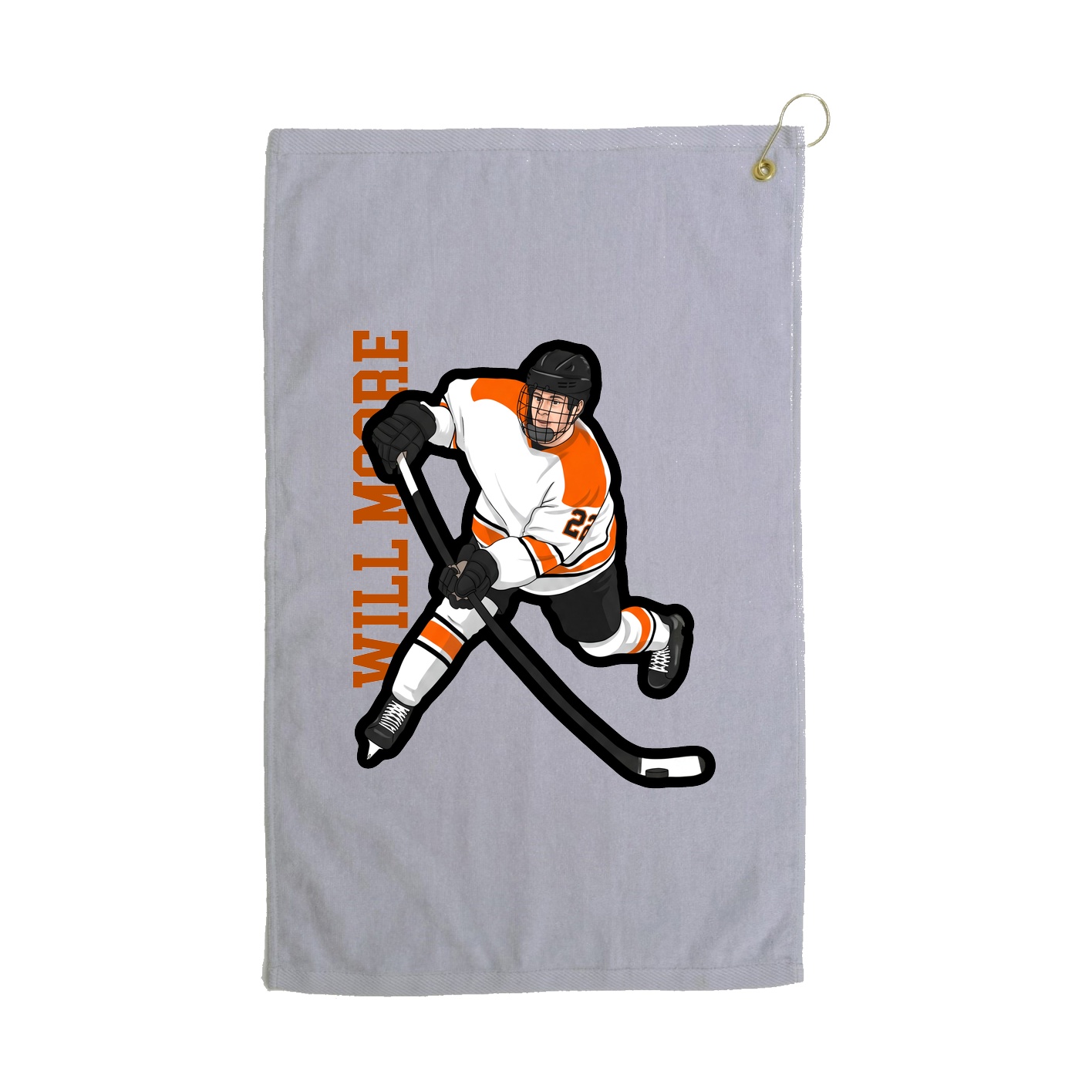 Golf Towel — Name Vertical in Grey