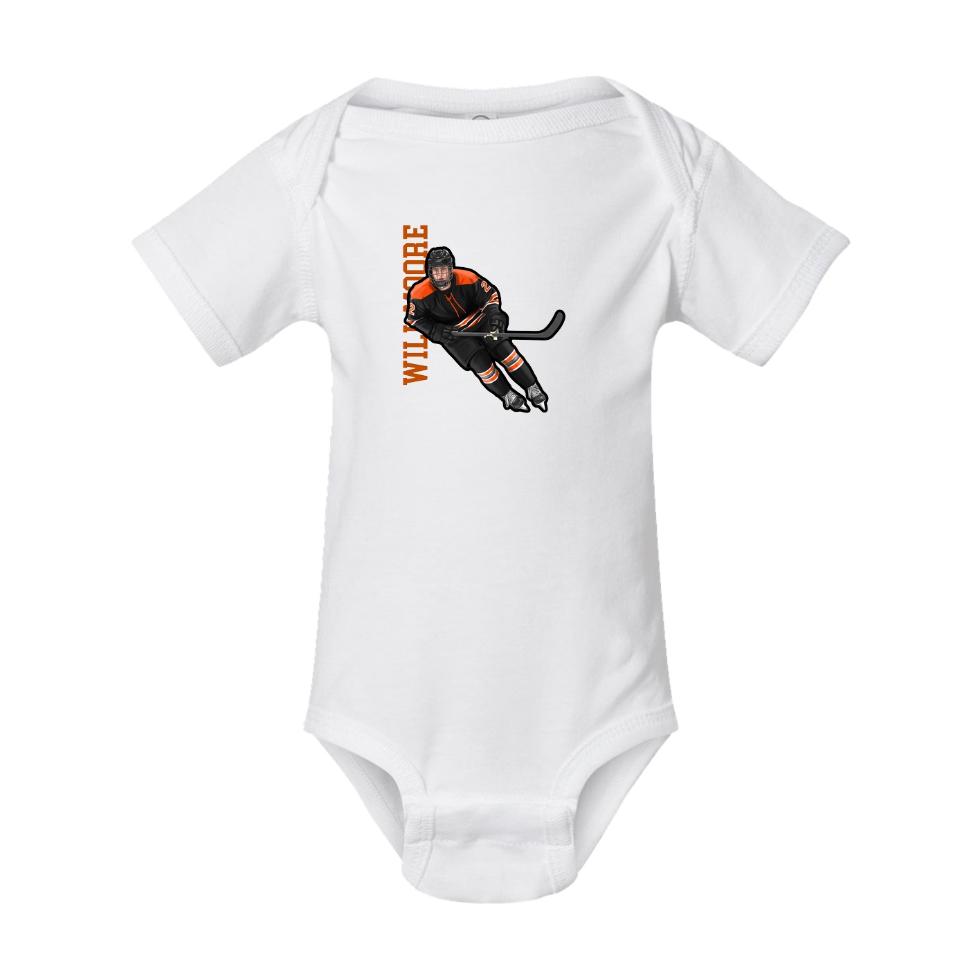 Baby Onesie — Name Vertical in White
