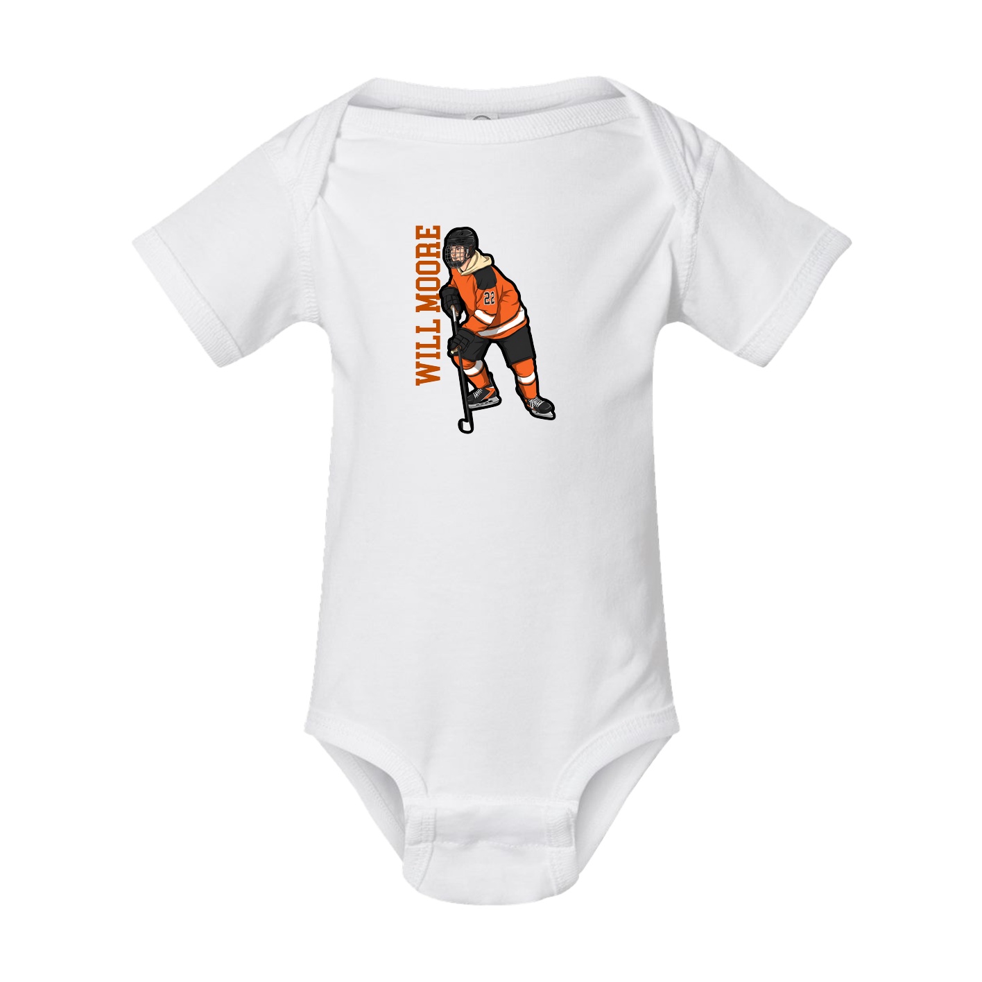 Baby Onesie — Name Vertical in White